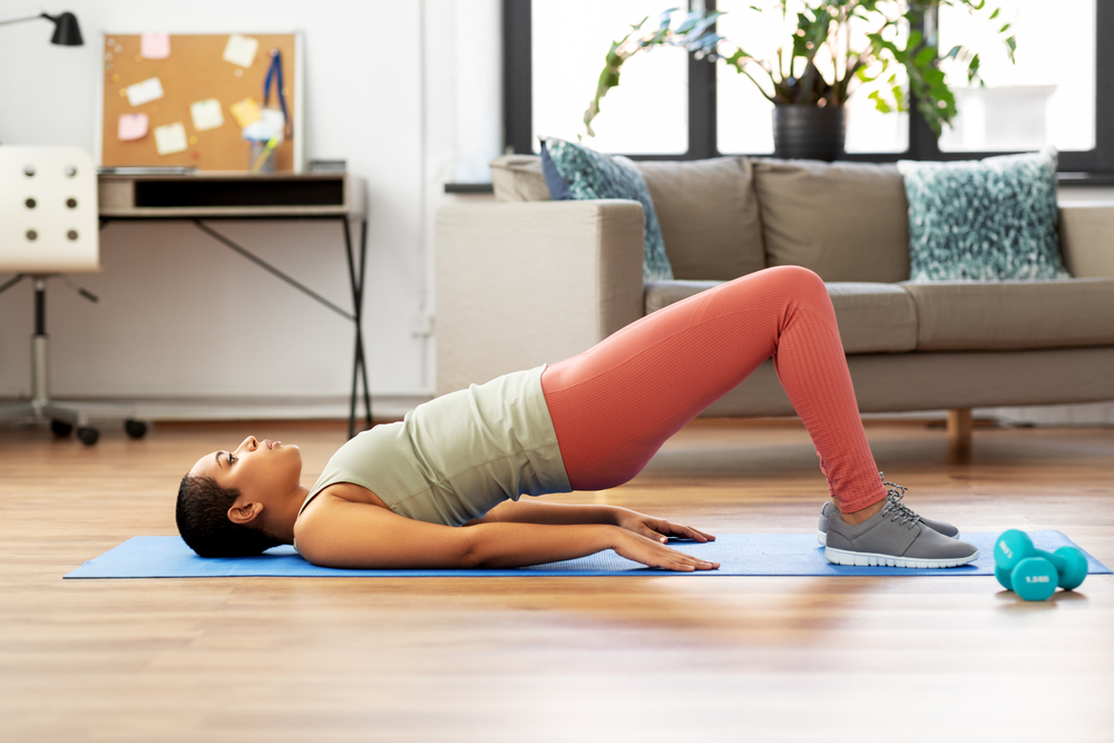 woman doing yoga.
